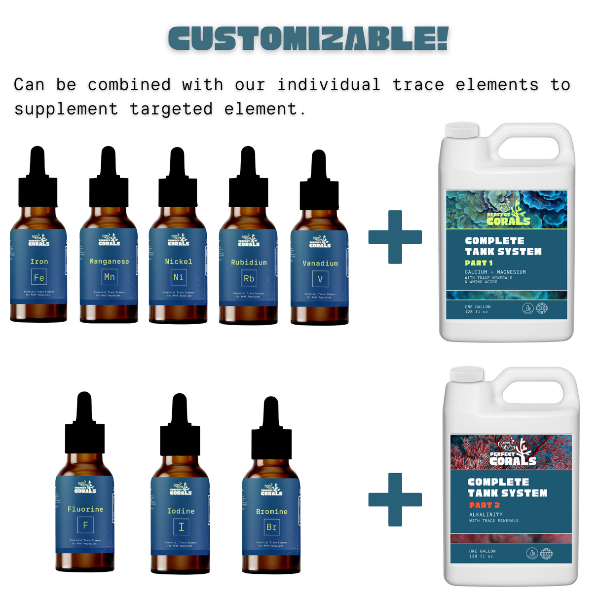 Complete Tank System Set (Standard), 2-Part Calcium and Alkalinity, Trace Minerals & Amino Acids for Reef Tank Care & Coral Growth