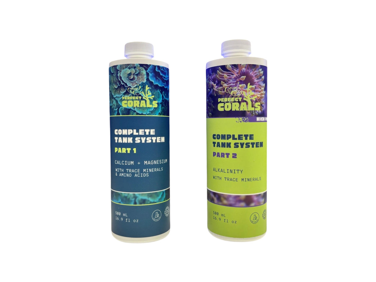 Complete Tank System Set (High pH): 2-Part Calcium and pH Boosting Alkalinity, Trace Minerals & Amino Acids for Reef Tank Care & Coral Growth