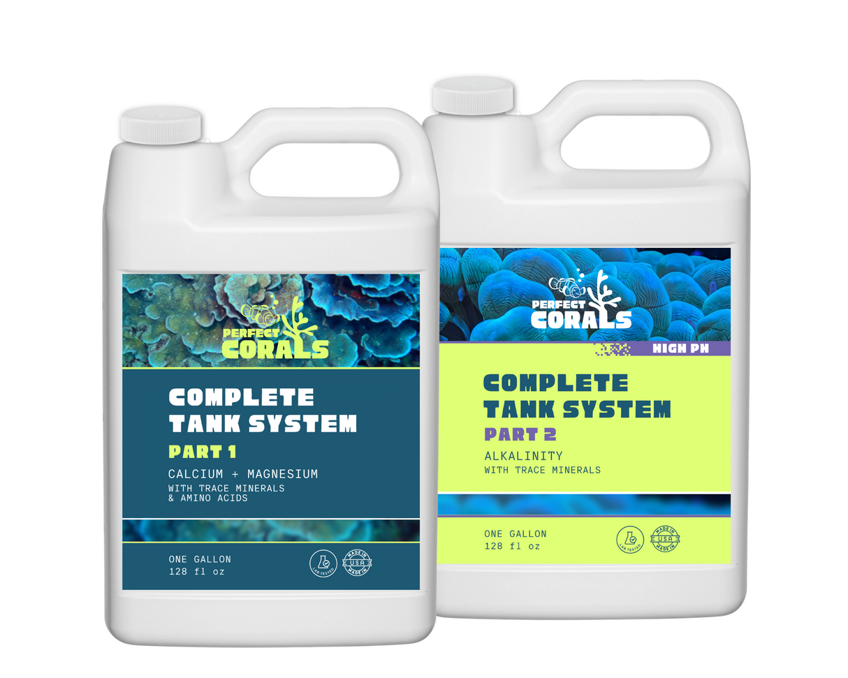 Complete Tank System Set (High pH): 2-Part Calcium and pH Boosting Alkalinity, Trace Minerals & Amino Acids for Reef Tank Care & Coral Growth
