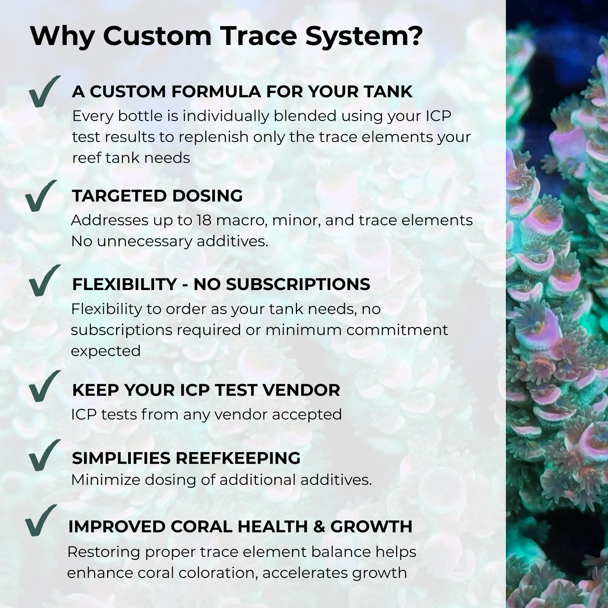 Custom Trace System, a Personalized Supplement for Reef Aquariums created from ICP Test Results
